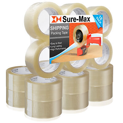 18 Rolls Carton Sealing Clear Packing Tape Box Shipping- 1.8 mil 2" x 110 Yards Sure-Max Does Not Apply