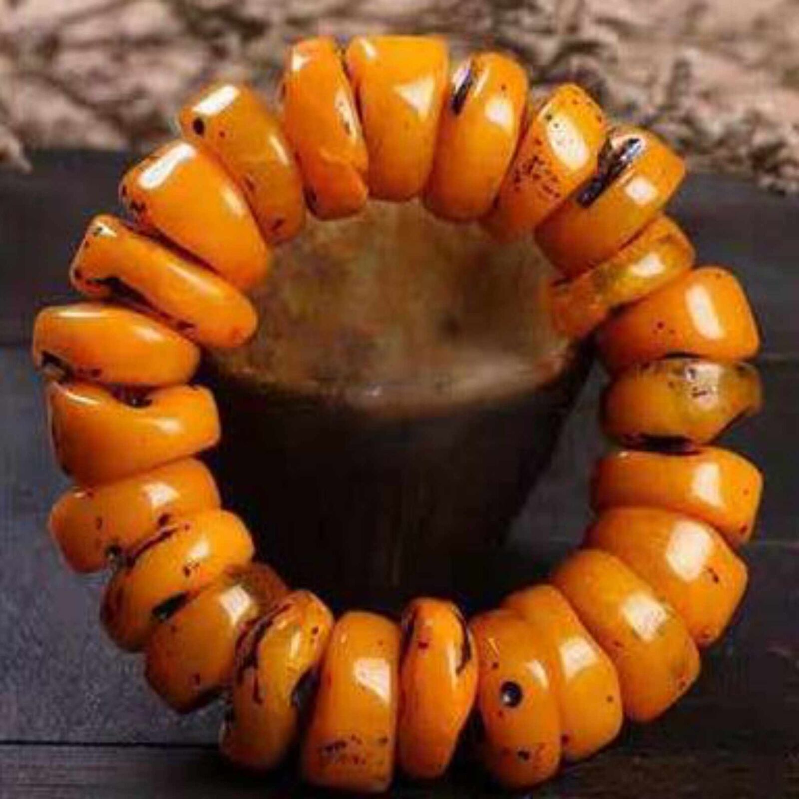 Retro abacus bead amber bracelet amber beeswax bracelet bracelet Elegant Unbranded - фотография #2