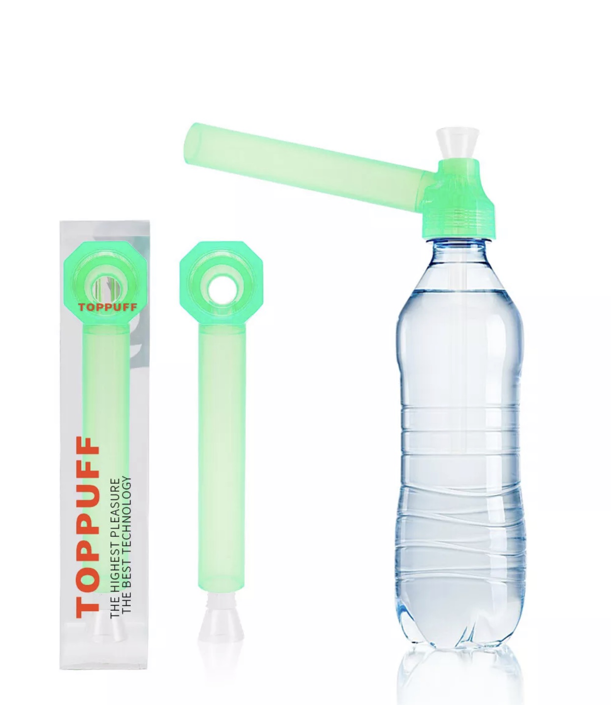 [3Packs Green]  Screw-on Water Bottle Converter Glass Bong Hookah Toppuff - фотография #4