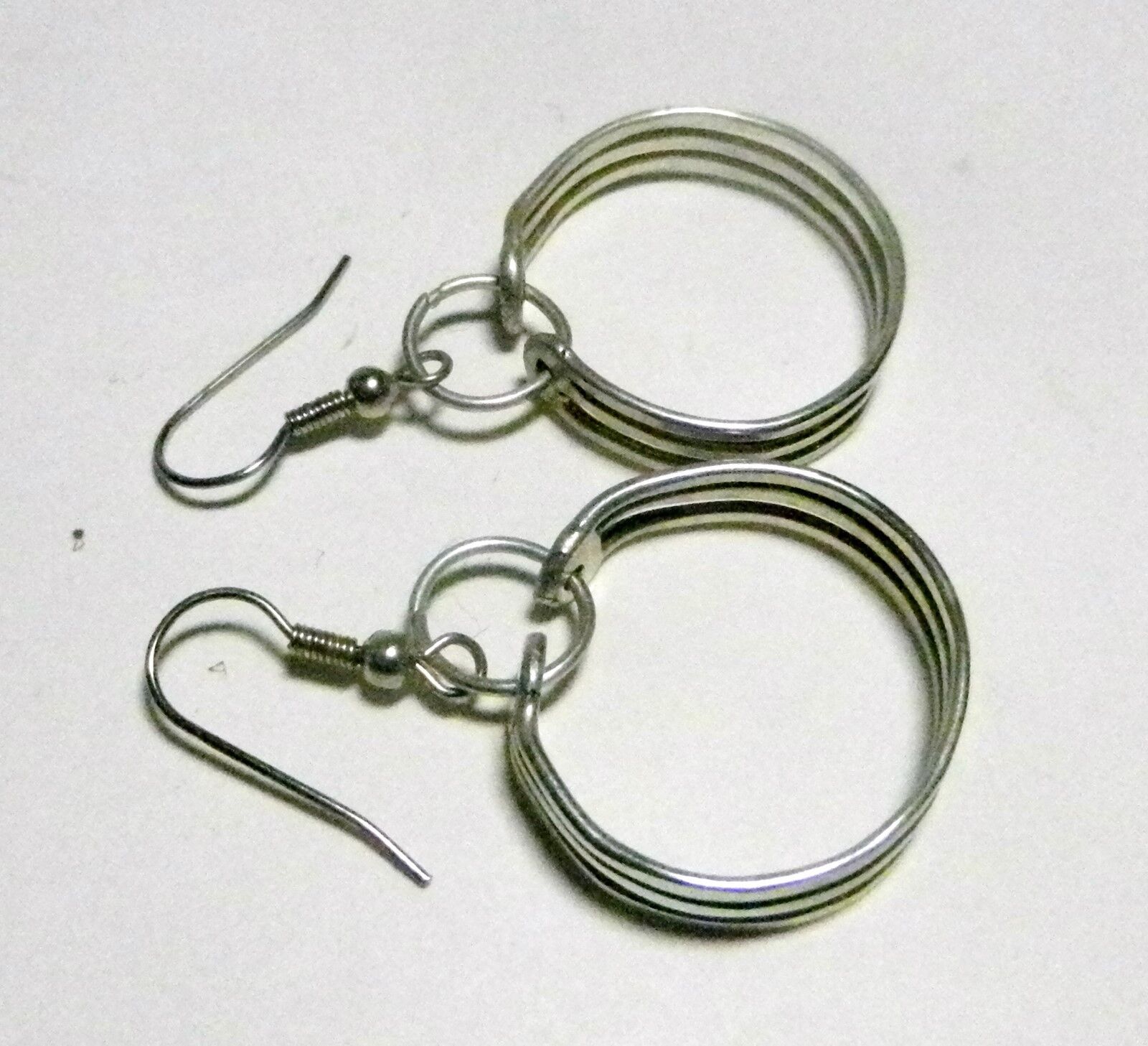 Triple Hoop Dangle.925 Sterling Silver Earrings Artisan Made 1970's  NEW-7.5 gms Bill Zorn-artisan - фотография #4