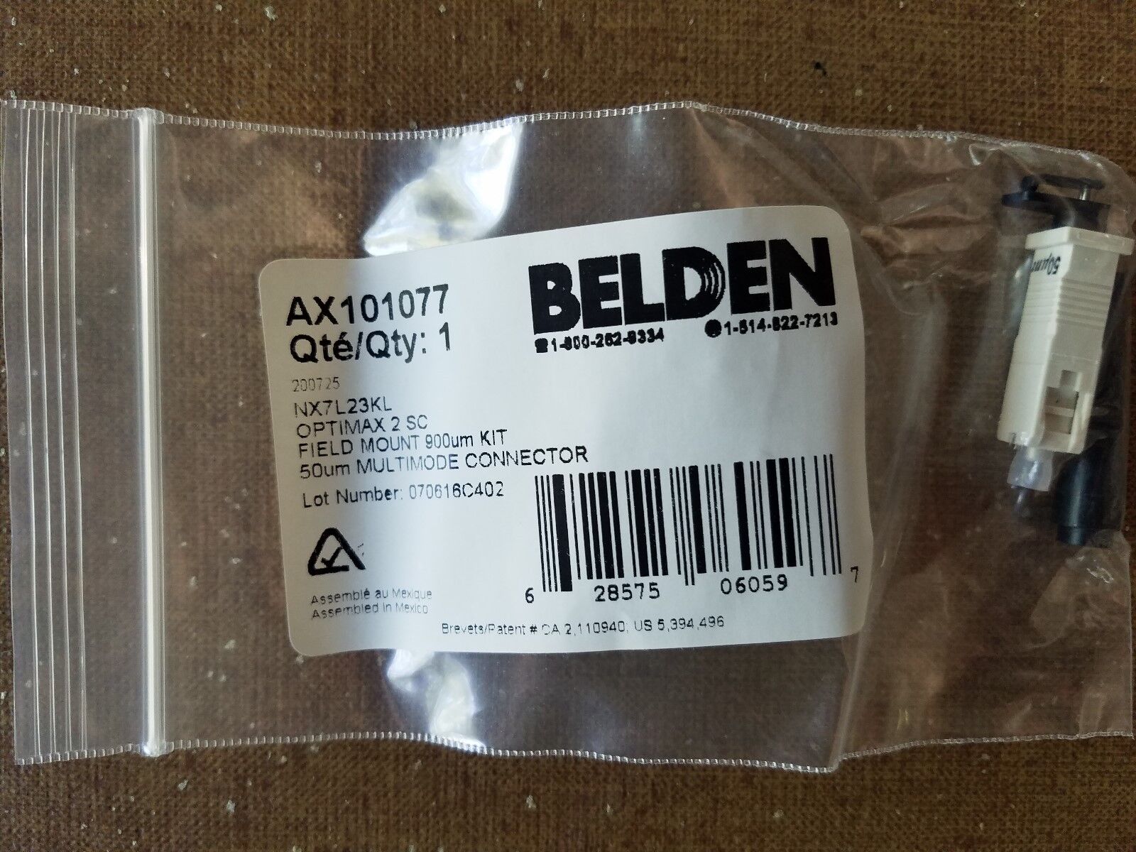 AX101077 BELDEN Optimax SC MM 50 µm OM2 OM3 for 900 µm Tight Buffer - LOT OF 31 Belden AX101077