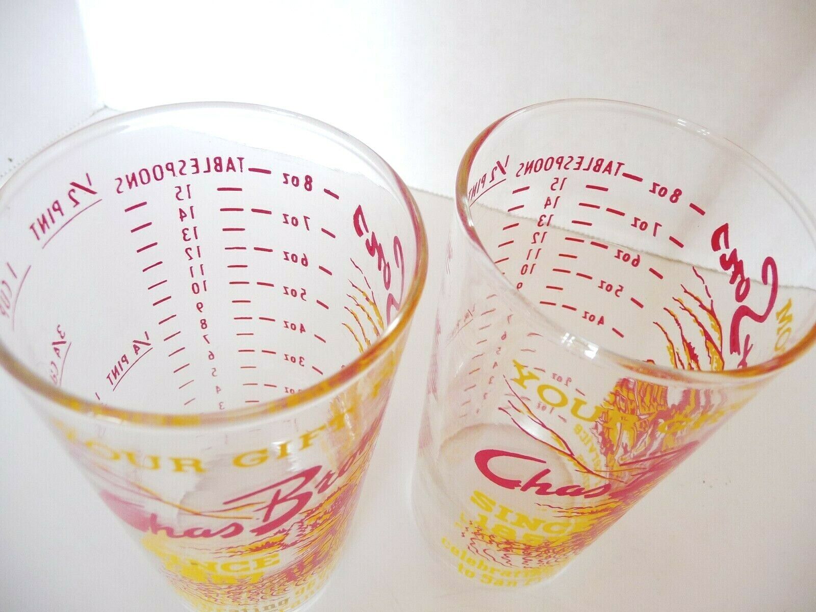 2 Advertising Measuring Glass Tumblers Chas Brown & Sons San Francisco 1953 Chas Brown - фотография #5