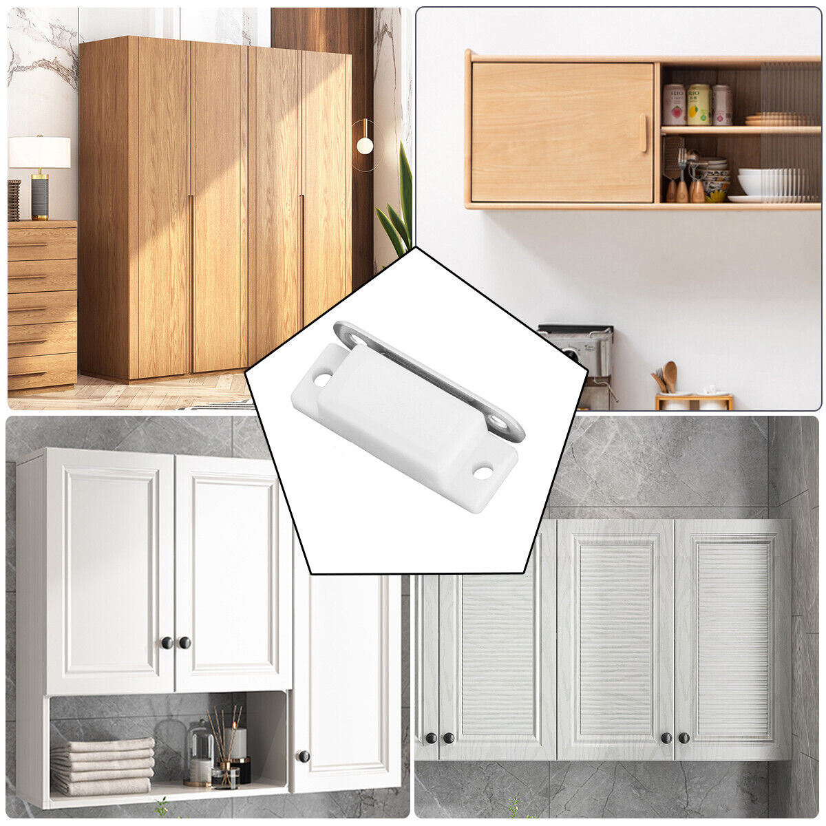 10Pack White Magnetic Door Catches Kitchen Cupboard Wardrobe Cabinet Latch Catch Housmile - фотография #7