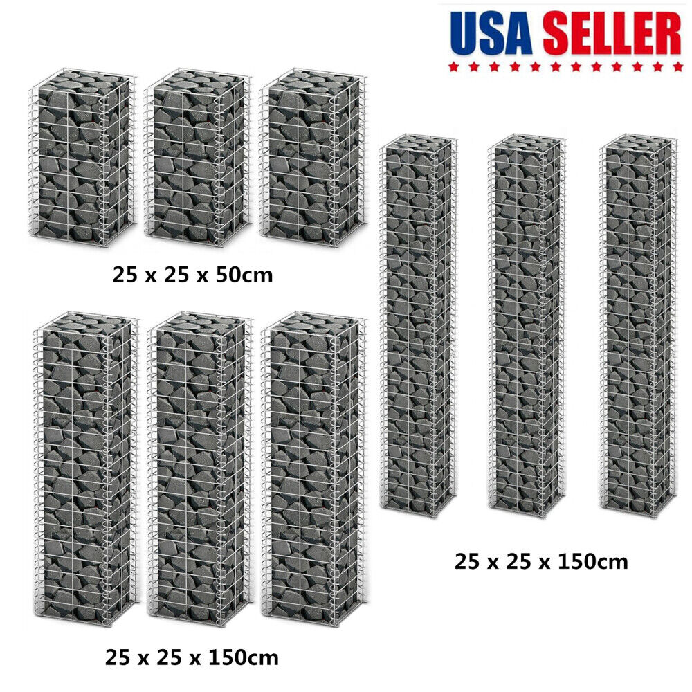 vidaXL USA 3x Gabion Baskets Galvanised Steel Rock-stone Barrier Silver Unbranded Does Not Apply