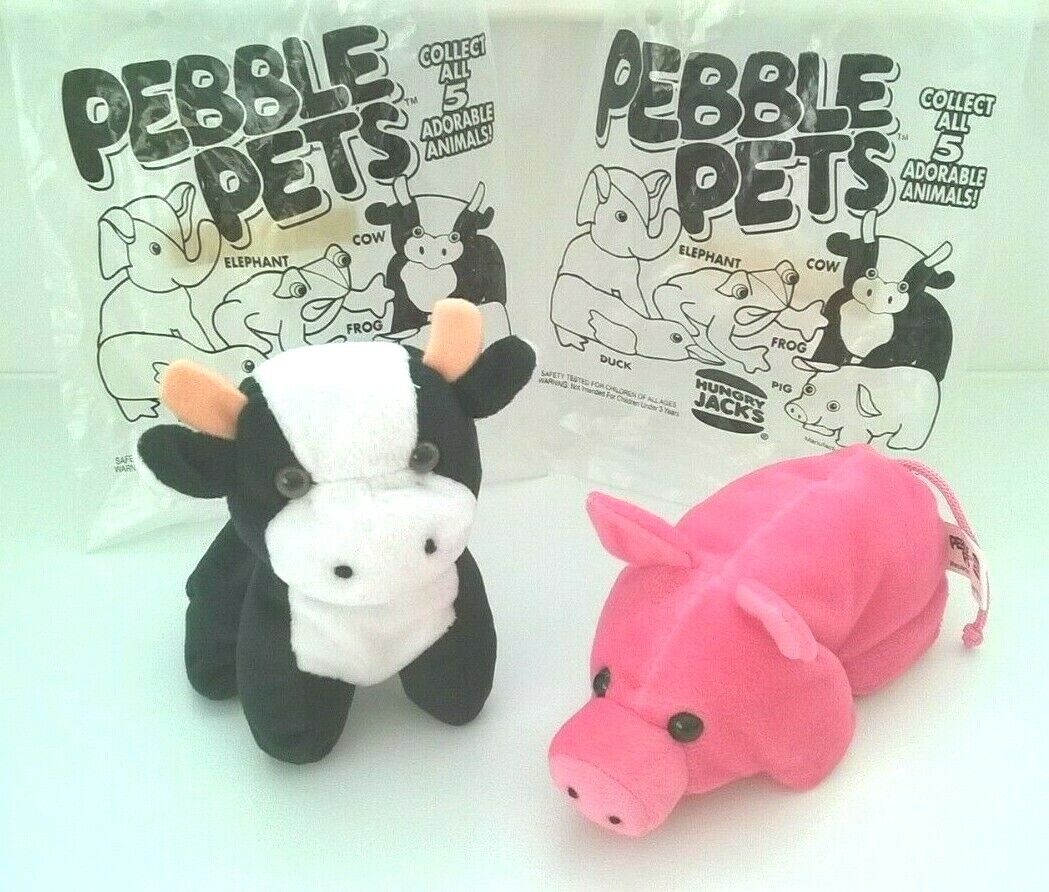 Pebble Pets Lot x 3 Beanie Plush Pig Cow Elephant Imperial Toy 1999 Hungry Jacks Hungry Jack's - фотография #4