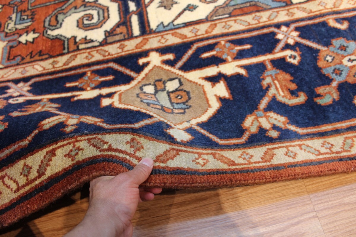 12X9_HAND-MADE_ Traditional Medallion KAZAK Design Rust Rug #5337 ***WOOL-RUG*** Pamir _PERSIAN_RUG_ - фотография #12