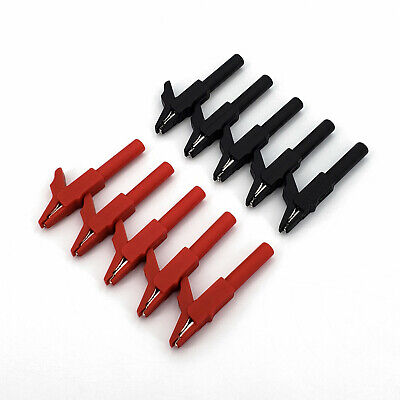 10Pcs Red/Black 56mm Insulated Safety 4mm Banana Female Jack Test Alligator Clip Unbranded/Generic Does Not Apply