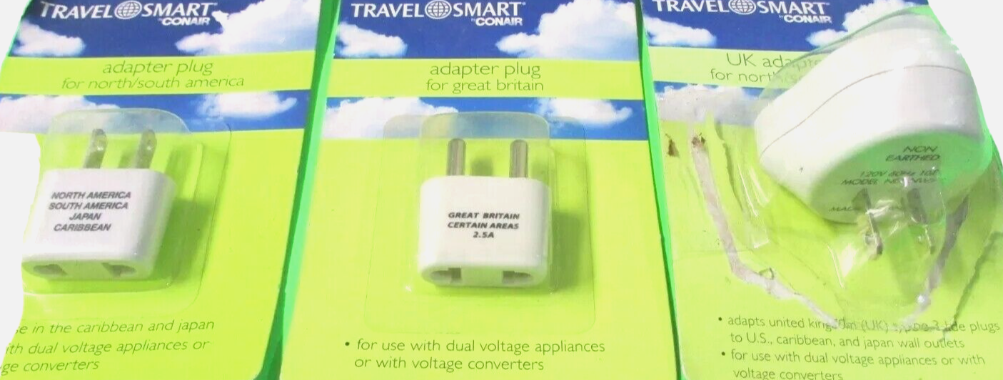 (3) COUNT Travel Smart by Conair Adapter Plug N S America G Britain UK/NS Ameri CONAIR-TRAVEL SMART NW3C NW4C NW7C - фотография #8