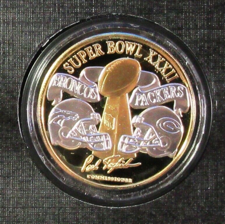SUPER BOWL XXXII BRONCOS vs PACKERS 1998 OFFICIAL NFL GAME COIN #354 of 7,500. Balfour - фотография #3