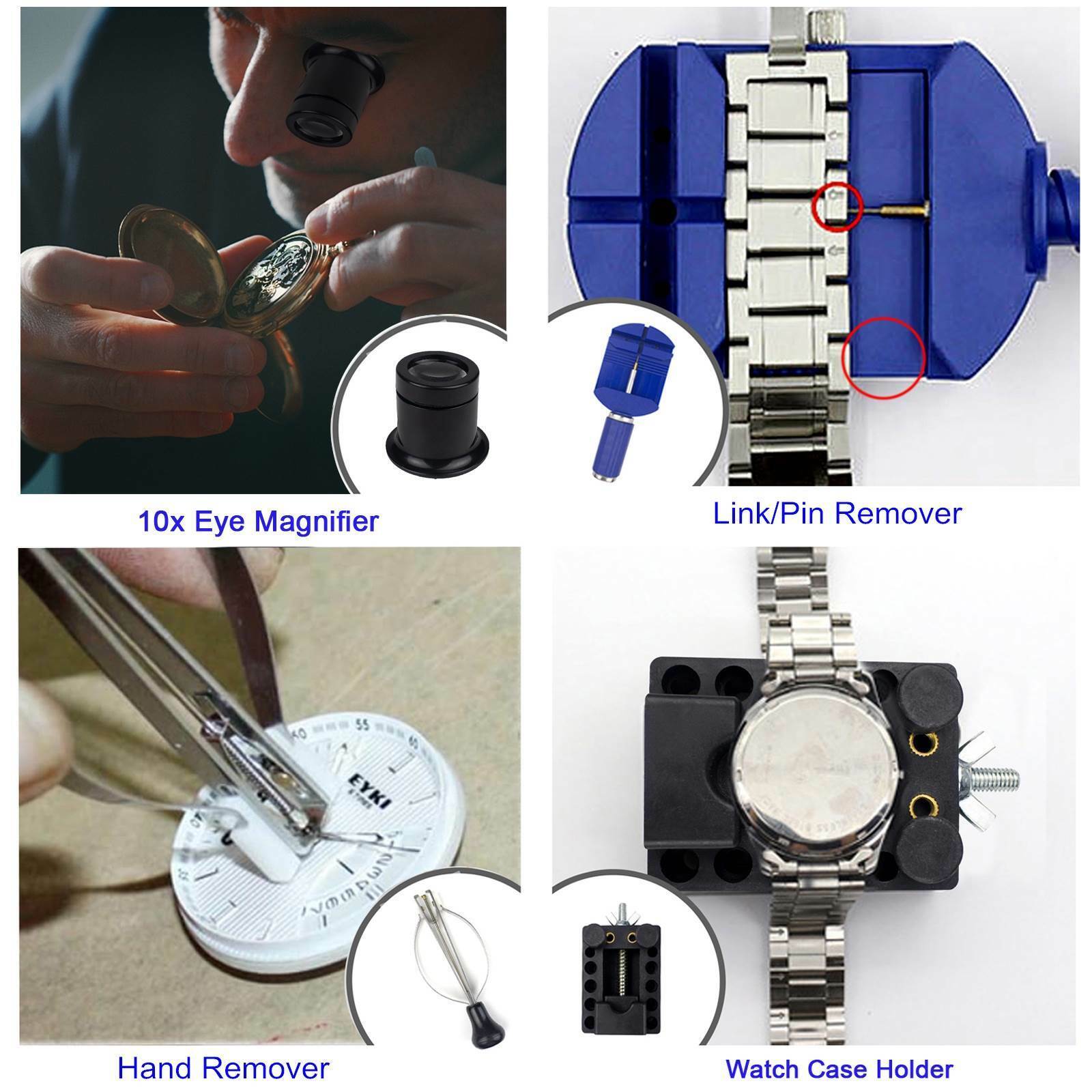 915Pcs Watch Repair Kit Watchmaker Case Opener/Press Spring Bar Link/Pin Remover Zistel Z45025 - фотография #6
