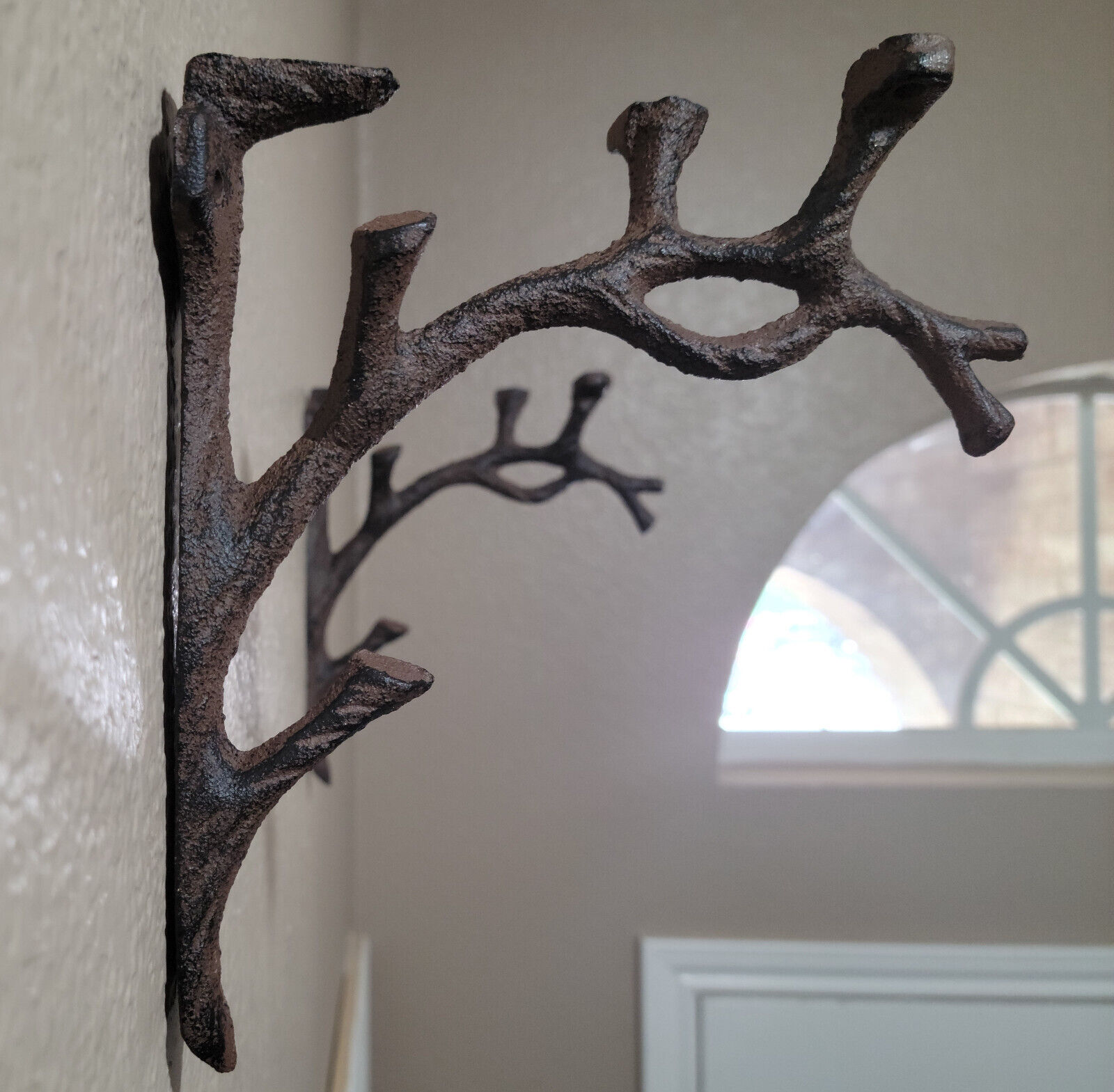2 Rustic Cast Iron Shelf Bracket Wall Mount Hardware Brace Tree Branch Sculpture Без бренда - фотография #2