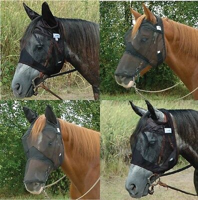Quiet Ride Horse Fly Mask Standard Ears Nose Trail Riding ALL STYLES and SIZES Cashel Does Not Apply