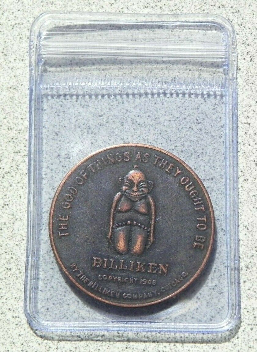 BILLIKEN Lucky Coin Token Pocket Piece Good Luck 1908 Chicago Unknown Vintage  Без бренда
