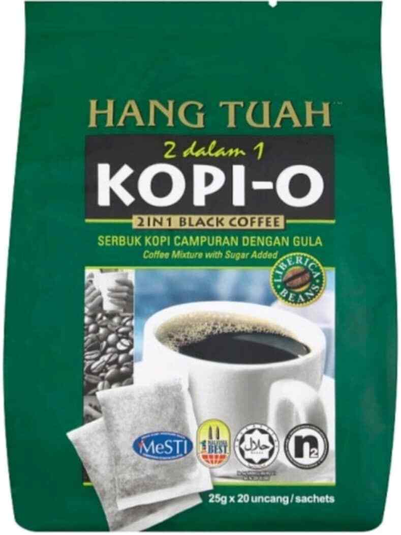 Hang Tuah Kopi-O 2 in 1 Black Coffee Liberica Beans 6 packs (20's x 25g) DHL Ex Hang Tuah - фотография #3