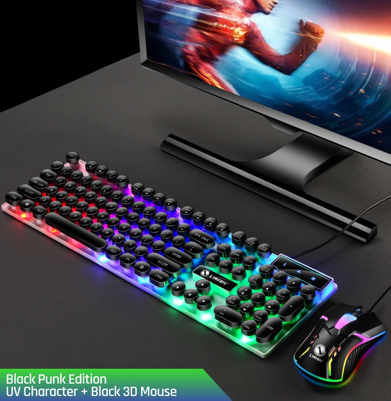 Gaming Keyboard and Mouse Set, Rainbow, Waterproof Keyboard, 1000 DPI Mouse Unbranded