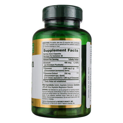 2 Pack Nature's Bounty Herbal Health Cinnamon + Chromium Capsules, 2000 mg, 6... Nature's Bounty Does Not Apply - фотография #3