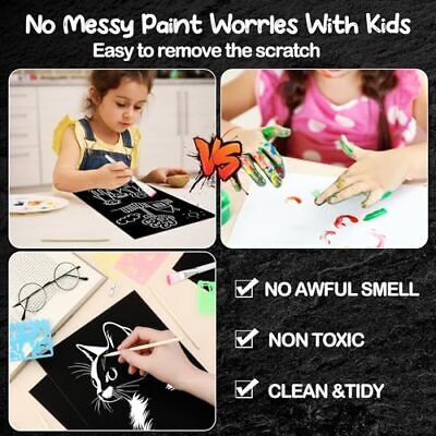 Pcs Scratch Paper Art Set Kids Adults Scratchboard Craft Kits 8.5 x 11 Inch 67 Does not apply Does Not Apply - фотография #7