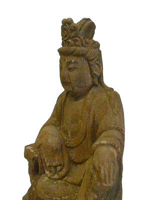 Chinese Rustic Distressed Finish Wood Kwan Yin Bodhisattva  statue cs909  Без бренда - фотография #5