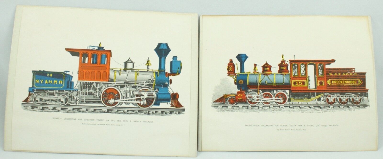 Vintage Train Print Illustrations Forney Double-Truck Locomotive Railroad Lot Без бренда