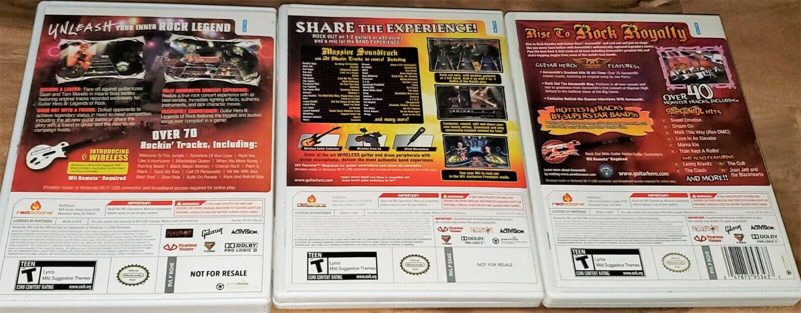 Wii Guitar Hero LOT 3 games World Tour_Legends Of Rock_Aerosmith Bundle COMPLETE Без бренда RVL-SXAE-USA - фотография #3