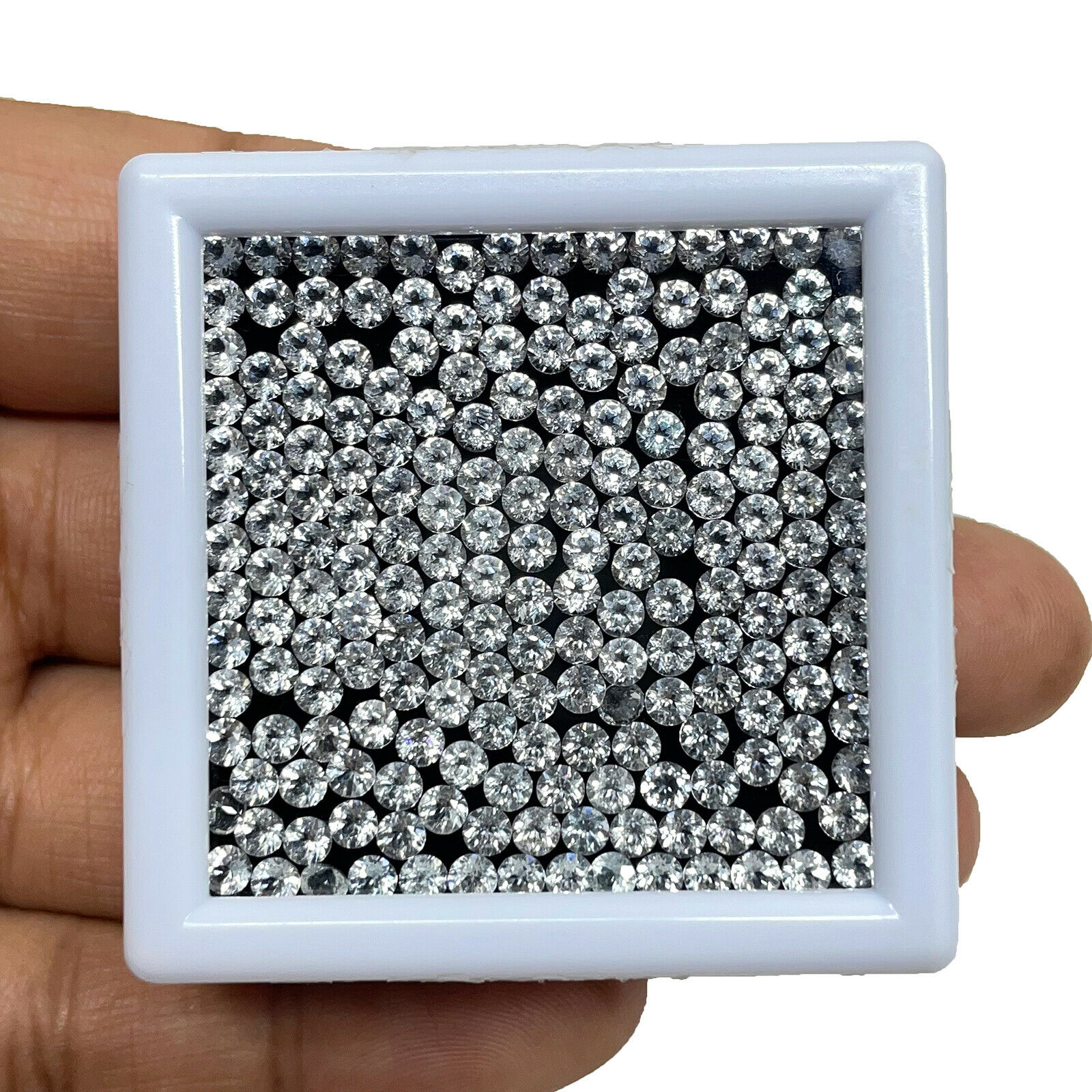 VVS Natural White Topaz 100 Pcs 3mm*3mm Round Diamond Cut Loose Gemstones Lot Selene Gems India