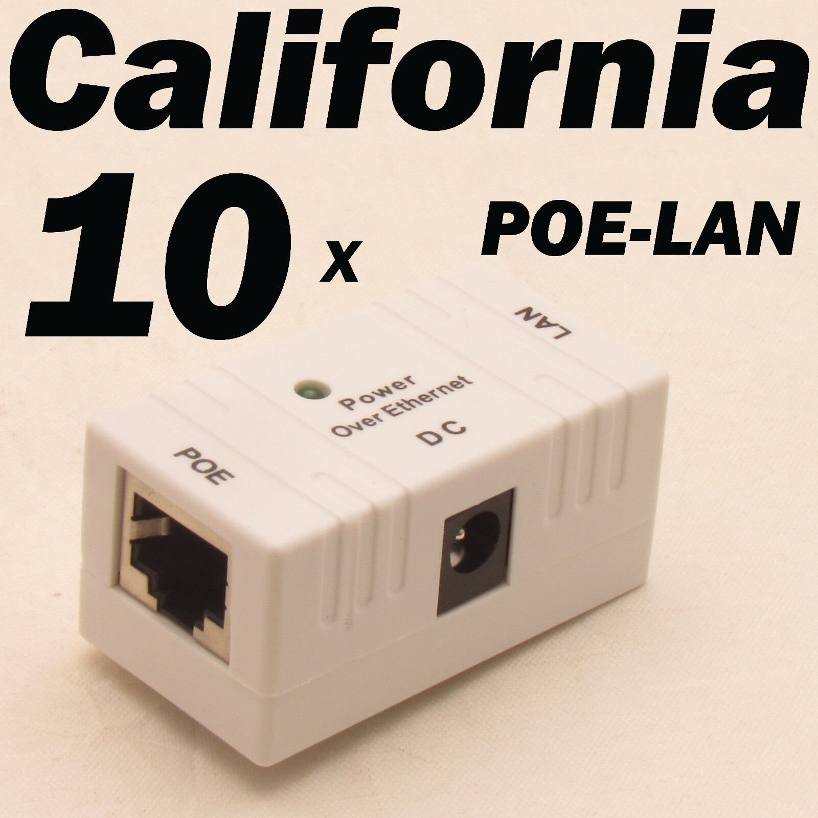 10 X POE Injector Splitter over Ethernet Adapter IP Camera LAN Network DC White LAswitch Does Not Apply
