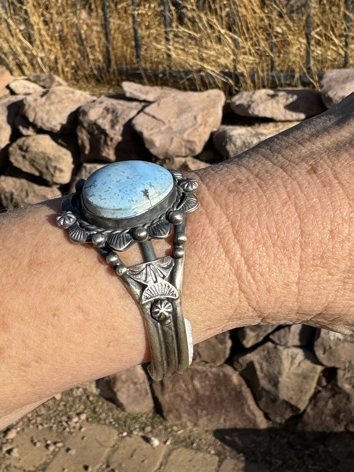 Golden Hills Turquoise ~Handcrafted Ornate Navajo Cuff Bracelet, by Betta Lee Unbranded - фотография #8