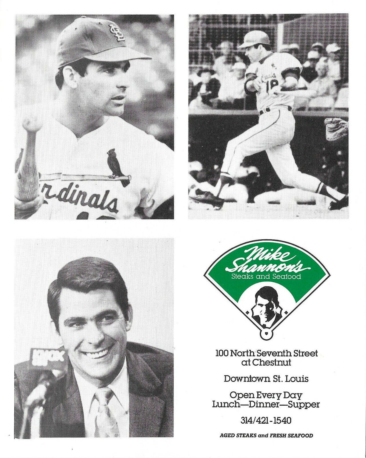 MIKE SHANNON ST. LOUIS CARDINALS RESTARAUNT PROMO PHOTO CARD & POST CARD Без бренда