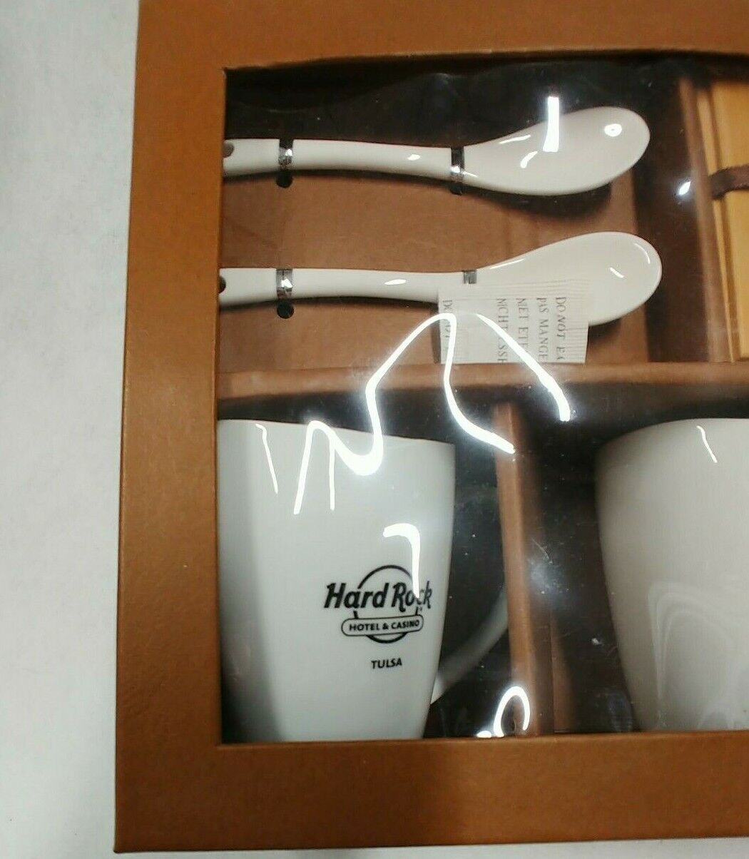 HARD ROCK Hotel Casino TULSA Logo Coffee for two Cup Spoon Coaster Gift Set  Hard Rock Cafe - фотография #2