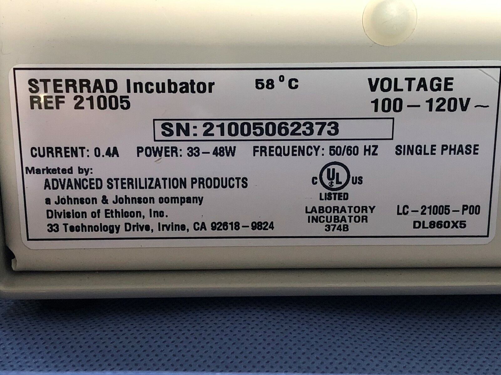 Lot of 2 Sterrad Incubator 58° C REF #21005  ASP 21005 - фотография #3