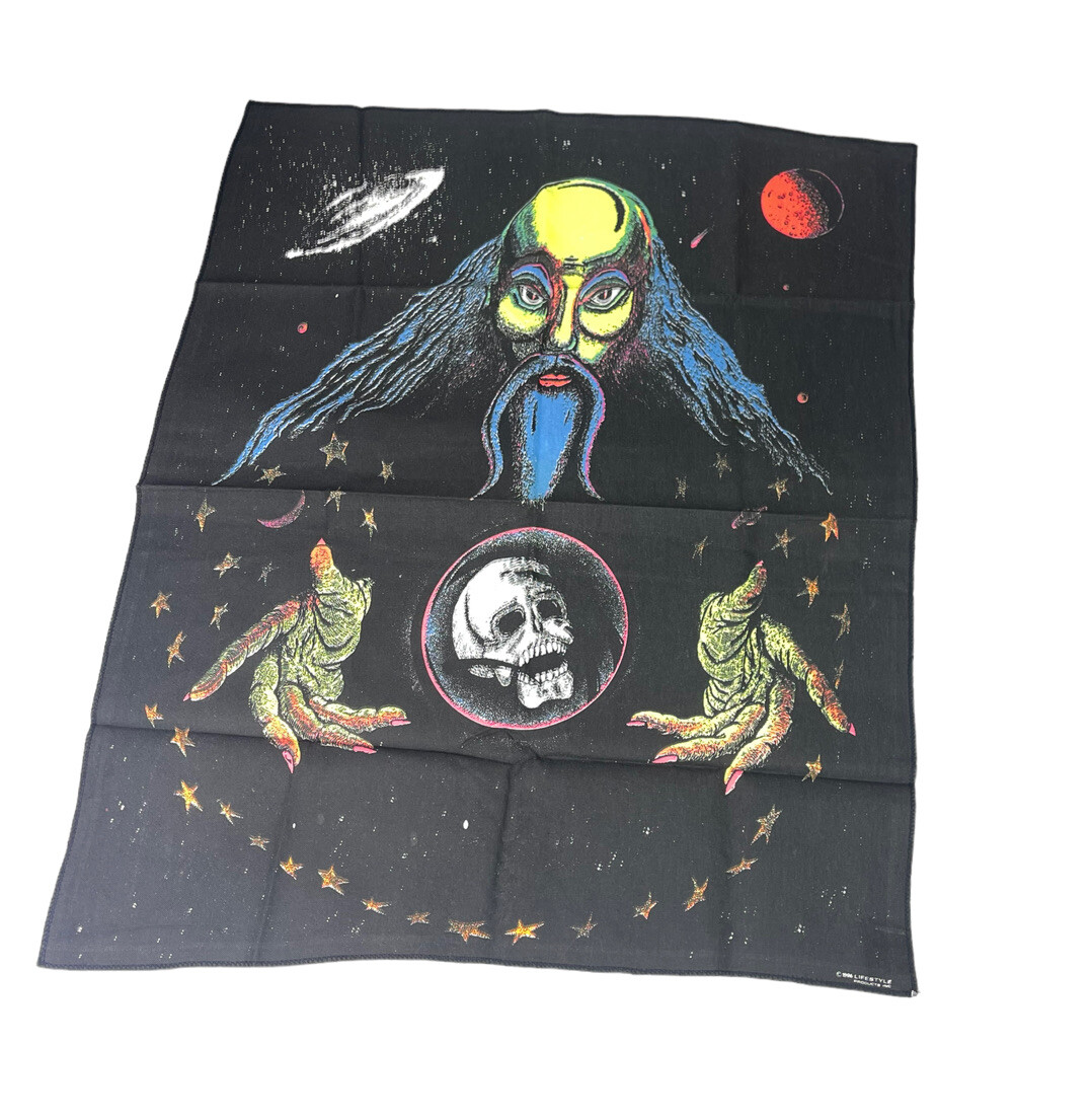 Vintage NOS 3D Wizard of Darkness 23”x28” Blacklight Tapestry w 3D Glasses NEW Lifestyle Products - фотография #4