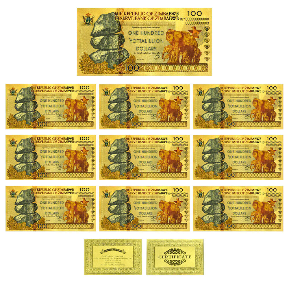 100pcs/lot Zimbabwe Gold Banknotes One Hundred Yottalillion Dollars Home Decor Без бренда - фотография #8