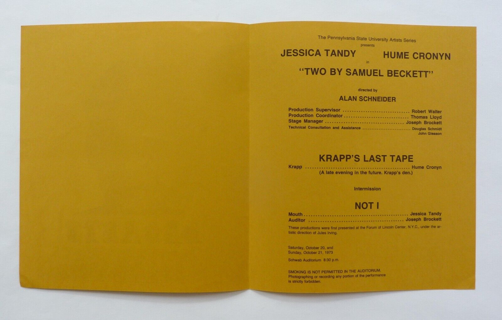 Vintage PENN STATE program Hume Cronyn & Jessica Tandy 1973 Без бренда - фотография #2