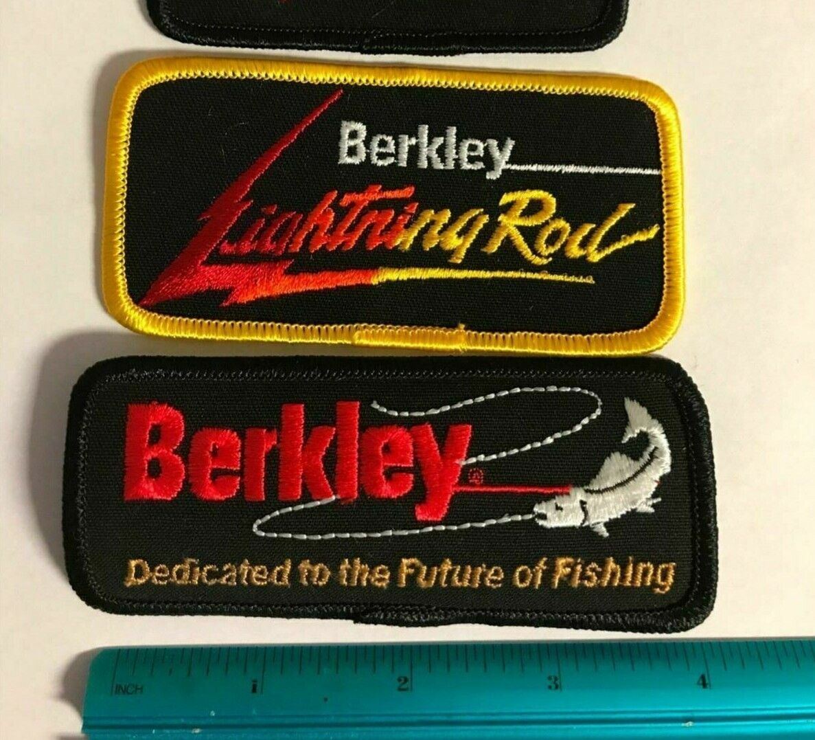 Vtg Berkley Lightning Rod Trilene Fishing fish line hat jacket patch new Lot X2 Без бренда