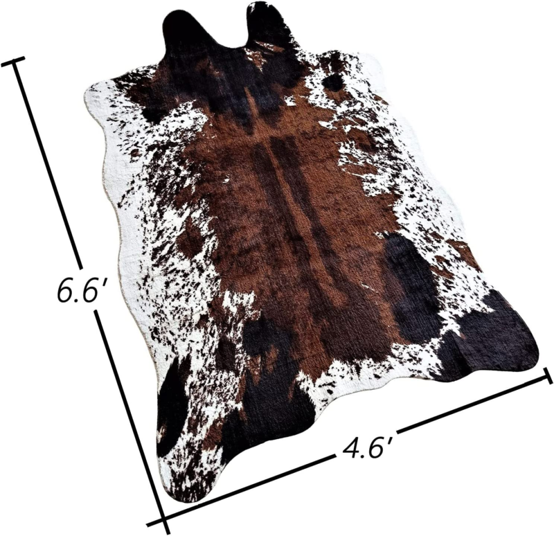 Natural Pattern Tricolor Faux Cowhide Rug Large,4.6Ft X 6.6Ft Cow Skin Rug for B Does not apply - фотография #7