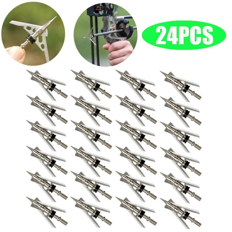 24X Rear Deploying Broadheads Exteme Expandable 2 Blade 2" Cut 100gr Arrow Tips Sososhoot Rage Hypodermic