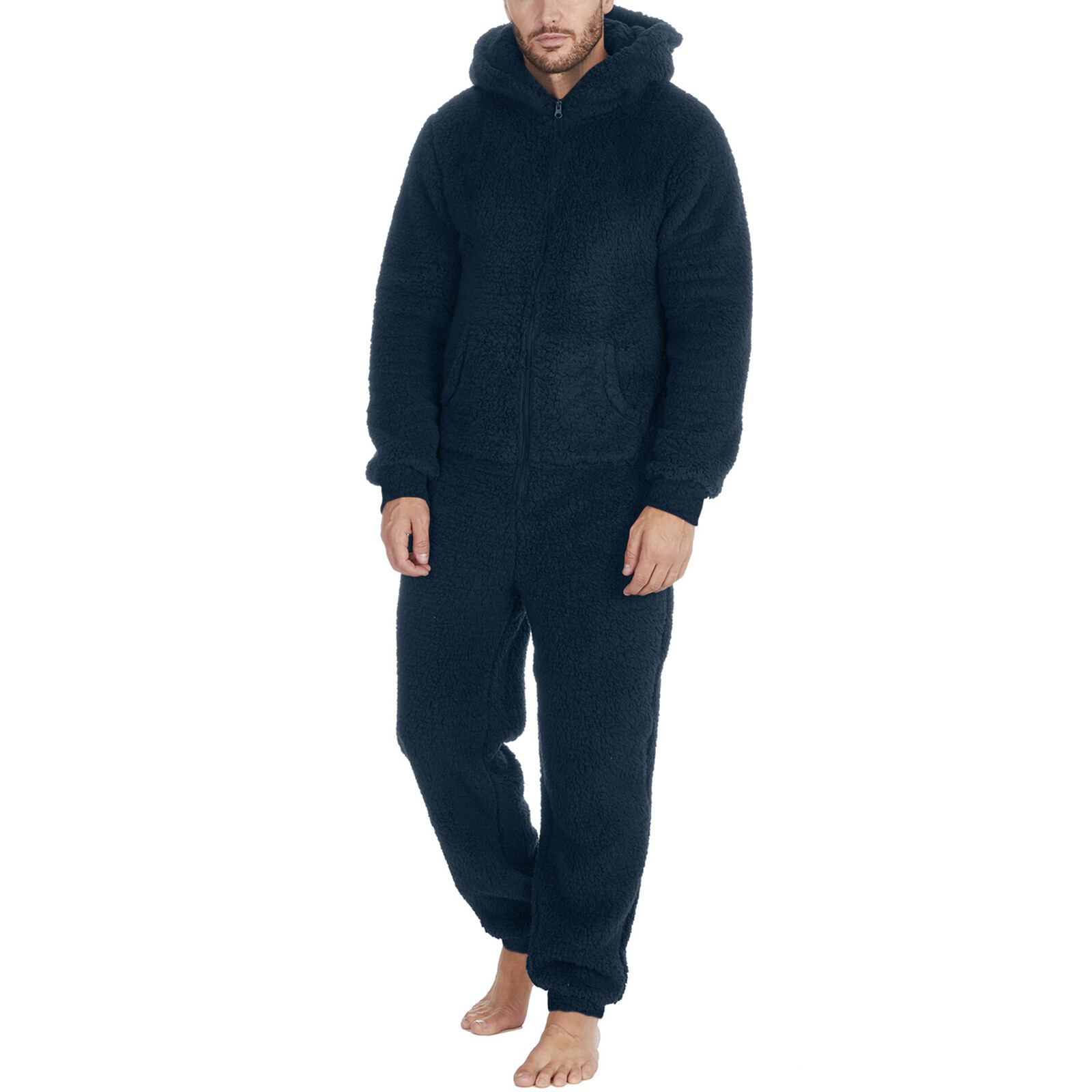 Men Artificial Wool Long Sleeve Pajamas Casual Jumpsuit Pants for Men Formal Unbranded Does Not Apply - фотография #5