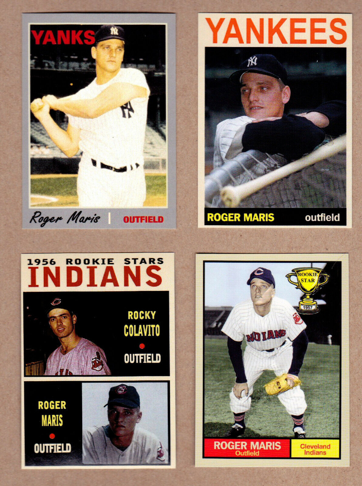 ROGER MARIS LOT OF 4: ROOKIE YEAR/61 HRS/WITH COLAVITO/CLEVELAND INDIANS Без бренда