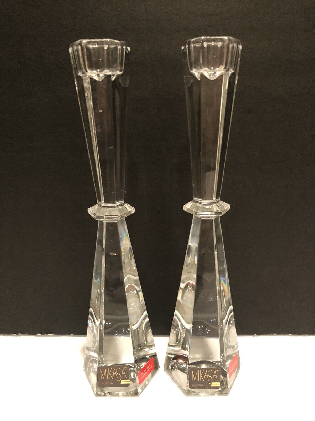 Mikasa Crystal Clear Elegant Penthouse Candlesticks 9" Excellent Pair ...