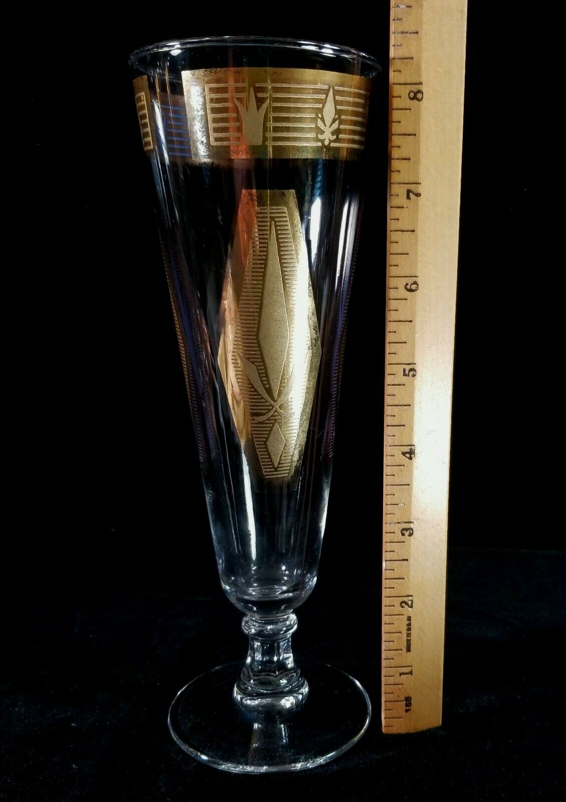 Lot Of 3 Midcentury Modern Gilded Pilsner Or Champagne Flutes 8 1/4" Tall NrMINT Unbranded - фотография #4