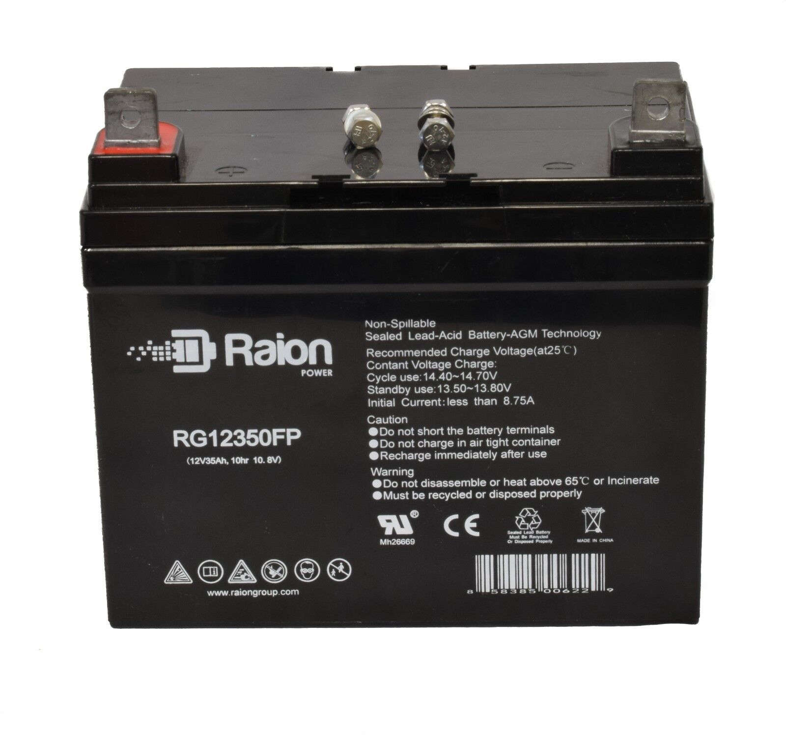 Raion 2 Pack- 12V 35Ah Pride Mobility Jet 3 Ultra Wheelchair Replacement Battery Raion Power RG12350FP - фотография #4