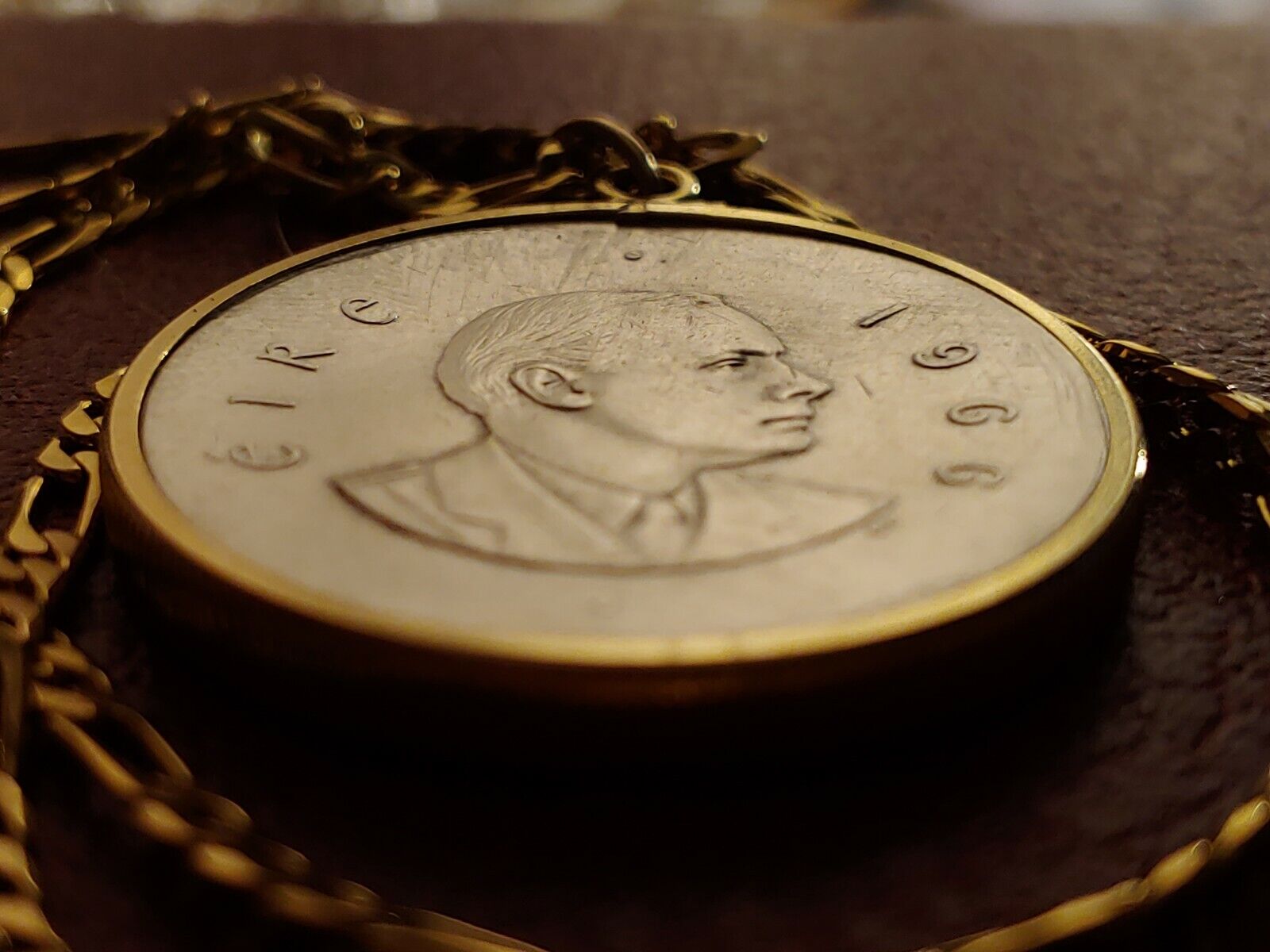 1916-1966 Irish Silver Cuchulaine Coin Pendant 24" 18KGF GOLD FILLED LINK CHAIN Honoredalllies - фотография #11
