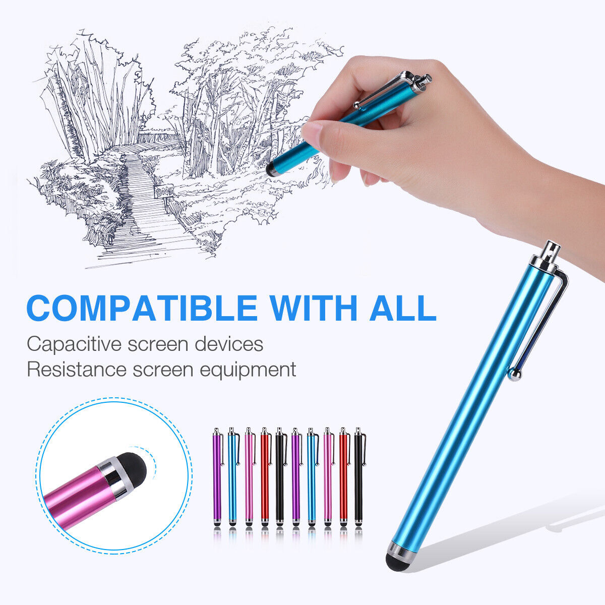 10 Capacitive Touch Screen Stylus Pen Universal For iPhone iPad Samsung Tablet Ombar Universal Touch Screen Stylus/Pen - фотография #4