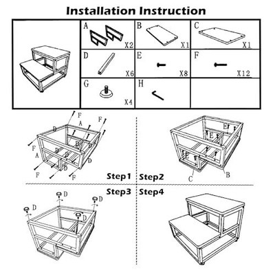 Wooden Step Stool Bed Steps for High Beds for 15.7“Lx15.4"Wx11.8"H Two Step Does not apply Does Not Apply - фотография #7