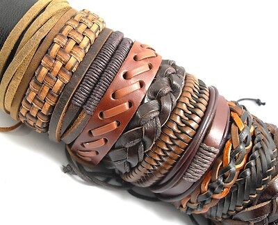 20pcs Mix Genuine Leather Bracelets Men's Wristbands Manmade Wholesale Jewerly Unbranded - фотография #2