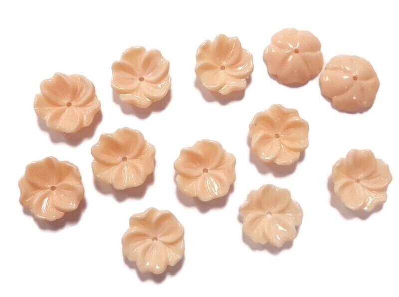 12 Vintage Angelskin Acrylic Flower 14mm Finding Bead Cap Cupped Beads 505 Unbranded - фотография #3