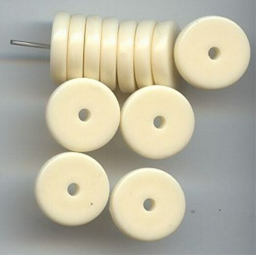 24 VINTAGE CREAM ACRYLIC 3x14mm. ROUND DISC SPACER BEADS 6160 Unbranded