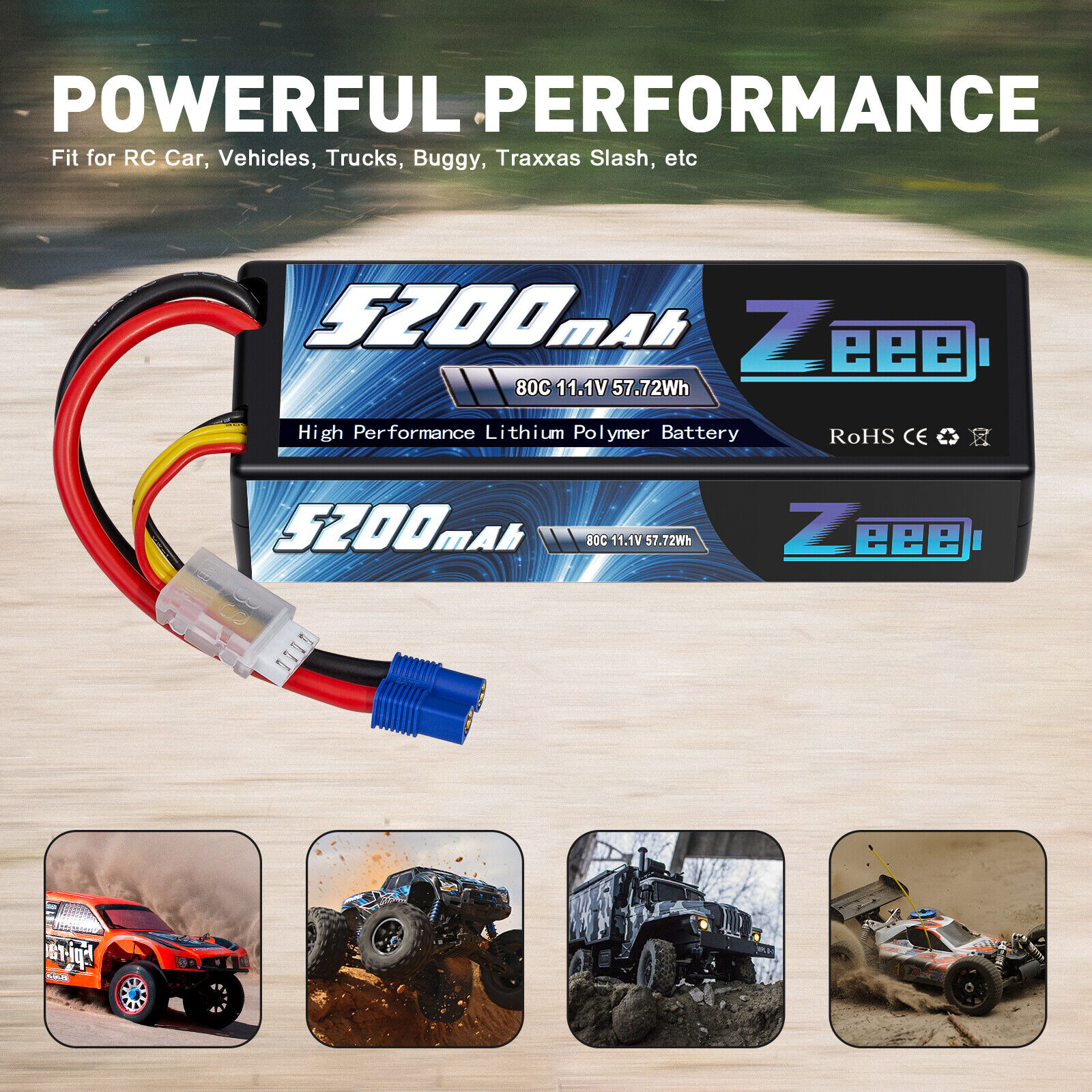 2x Zeee 11.1V 80C 5200mAh EC3 3S LiPo Battery for RC Car Truck Helicopter Buggy ZEEE Does Not Apply - фотография #6