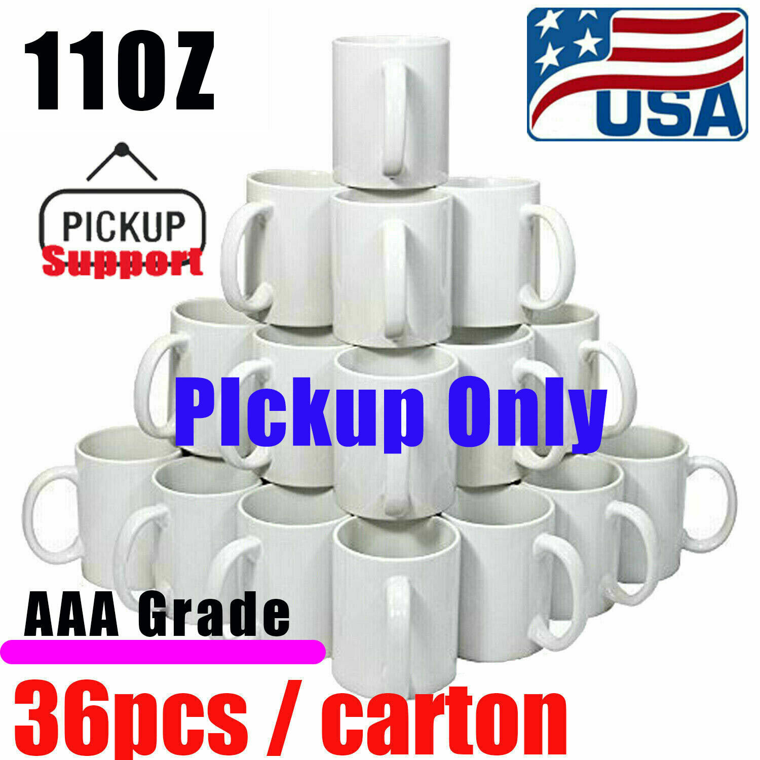 US 36pcs Blank Mugs AAA Grade 11OZ Sublimation Printing ORCA Coating Mugs +Box CALCA 0163002240200