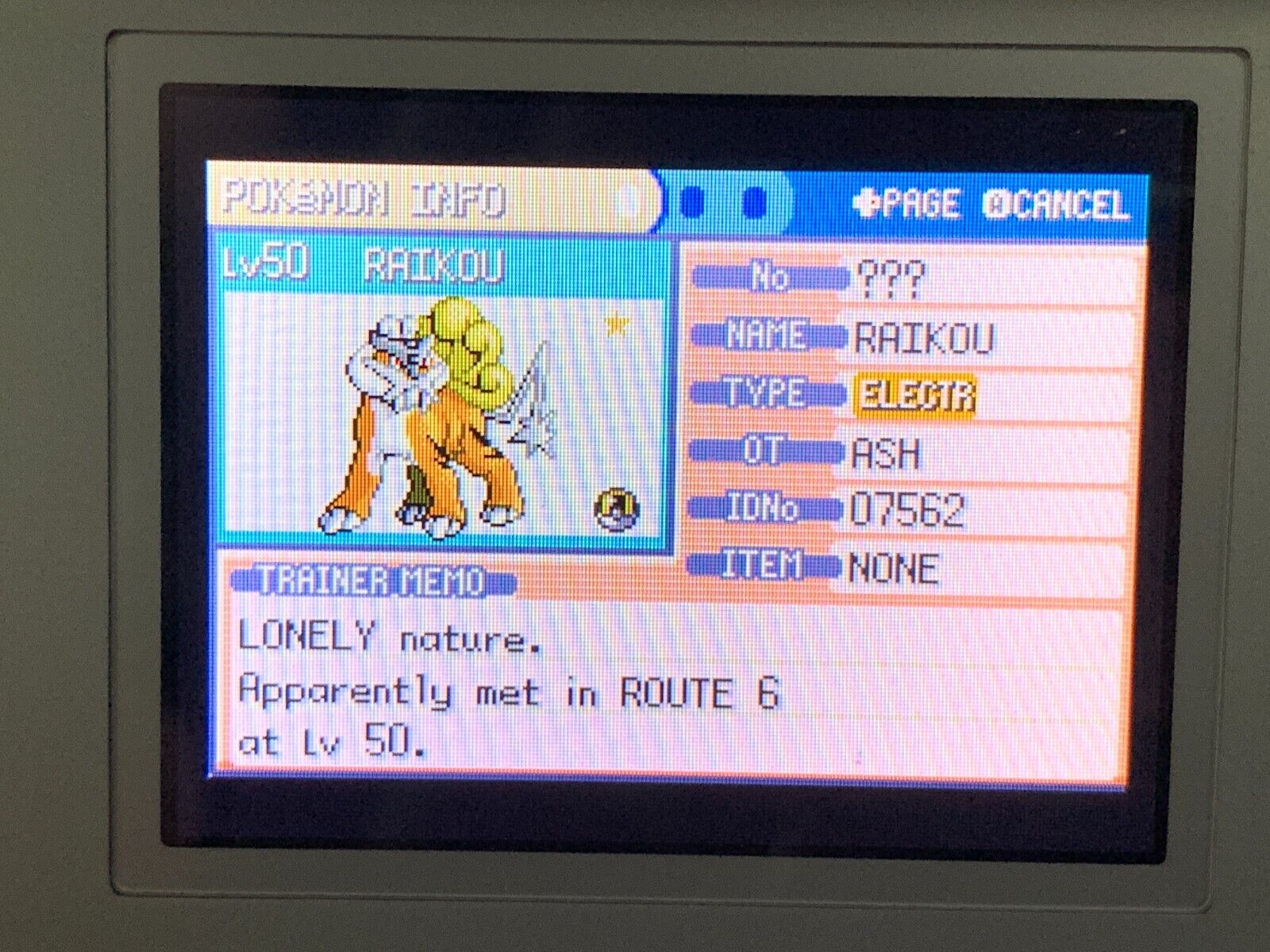 Shiny Raikou (from Pokemon Fire Red & Leaf Green GBA) for 3DS/Home (Untouched) Nintendo 3